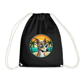 Lévrier polonais race chien dessin animé lunettes de soleil plage - Sac de sport léger - noir - Devant