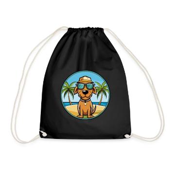 Polish Hunting Hound Dog Breed Cartoon Sunglasses - Drawstring Bag - black - Front