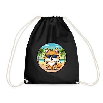 Poméranie Spitz allemand race de chien Cartoon Beach - Sac de sport léger - noir - Devant