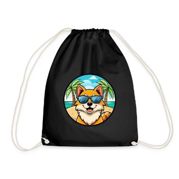 Pommersche Hunderasse Cartoon Sonnenbrille Strand - Turnbeutel - Schwarz - Vorne