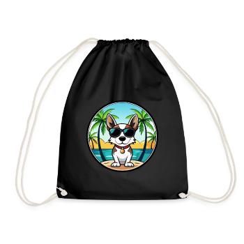 Rat Terrier Hund Rasse Cartoon Sonnenbrille Strand - Turnbeutel - Schwarz - Vorne