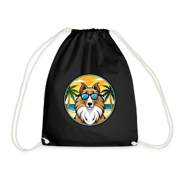 Rough Collie Chien Race Dessin Animé Lunettes De Soleil Plage - Sac de sport léger - noir - Devant