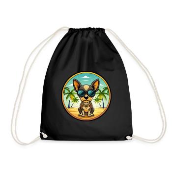 Russian Toy Terrier Dog Breed Cartoon Sunglasses - Drawstring Bag - black - Front