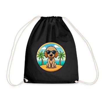Spanisch Wasser Hund Rasse Cartoon Sonnenbrille Strand - Turnbeutel - Schwarz - Vorne