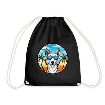 Chien-loup russe race de chien dessin animé lunettes de soleil plage - Sac de sport léger - noir - Devant
