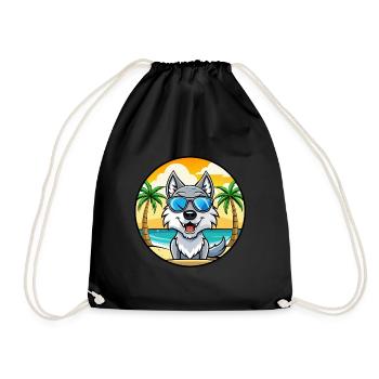 Saarloos Wolfdog Rasse Cartoon Sonnenbrille Strand - Turnbeutel - Schwarz - Vorne