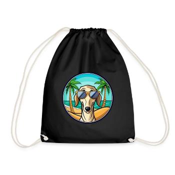 Saluki Hund Rasse Cartoon Sonnenbrille Strand - Turnbeutel - Schwarz - Vorne