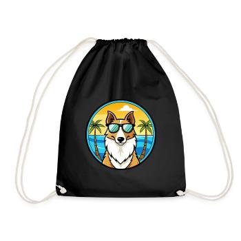 Smooth Collie Chien Race Dessin Animé Lunettes de Soleil Plage - Sac de sport léger - noir - Devant