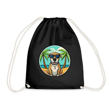 Spanish Mastiff Dog Breed Cartoon Sunglasses Beach - Drawstring Bag - black - Front