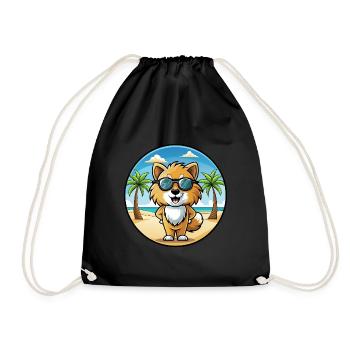 Spielzeug Deutscher Spitz Hund Rasse Cartoon Sonnenbrille Strand - Turnbeutel - Schwarz - Vorne