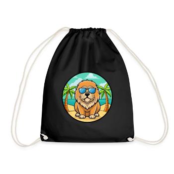 Tibetische Dogge Hunderasse Cartoon Sonnenbrille Strand - Turnbeutel - Schwarz - Vorne
