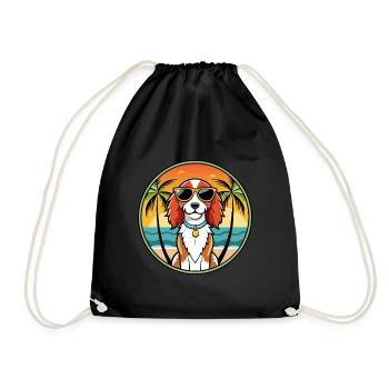 Welsh Springer Spaniel Chien Race Cartoon Beach - Sac de sport léger - noir - Devant