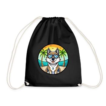 Chien d’élan suédois race dessin animé lunettes de soleil plage - Sac de sport léger - noir - Devant