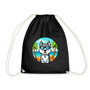 Alaskan Husky Hunderasse Cartoon Sonnenbrille Strand - Turnbeutel - Schwarz - Vorne