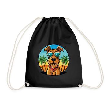 Airedale Terrier Chien Race Dessin Animé Lunettes De Soleil Plage - Sac de sport léger - noir - Devant