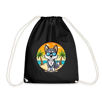 Alaskan Klee Kai Chien Race Dessin Animé Lunettes De Soleil Plage - Sac de sport léger - noir - Devant