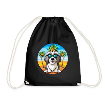Bearded Collie Chien Race Dessin Animé Lunettes de Soleil Plage - Sac de sport léger - noir - Devant