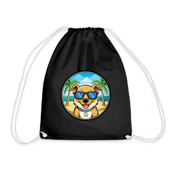 Aidi Chien Race Dessin Animé Lunettes De Soleil Plage - Sac de sport léger - noir - Devant
