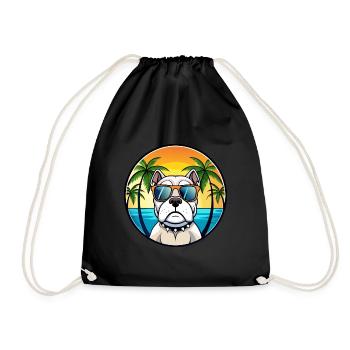 Bouledogue américain race dessin animé lunettes de soleil plage - Sac de sport léger - noir - Devant