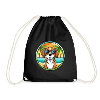 Beagle Harrier Hunderasse Cartoon Sonnenbrille Strand - Turnbeutel - Schwarz - Vorne