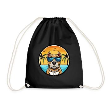 American Pitbull Terrier Hunderasse Cartoon Beach - Turnbeutel - Schwarz - Vorne