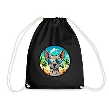 American Hairless Terrier Chien Race Dessin Animé Plage - Sac de sport léger - noir - Devant