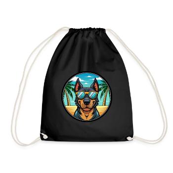 Beauceron Dog Breed Cartoon Sunglasses Beach - Drawstring Bag - black - Front