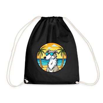 Barzoï Chien Race Dessin Animé Lunettes De Soleil Plage - Sac de sport léger - noir - Devant