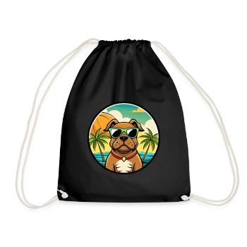 Boerboel Dog Breed Cartoon Sunglasses Beach - Drawstring Bag - black - Front