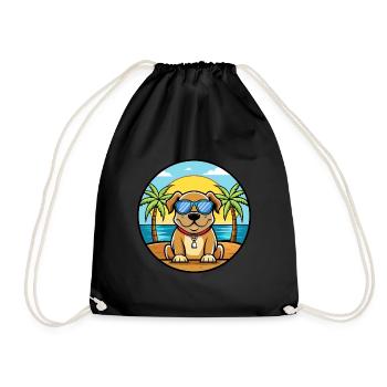 Broholmer Hunderasse Cartoon Sonnenbrille Strand - Turnbeutel - Schwarz - Vorne