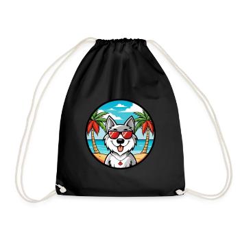 Lunettes de soleil de dessin animé de race de chien esquimau canadien plage - Sac de sport léger - noir - Devant