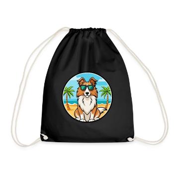 Collie Chien Race Dessin Animé Lunettes De Soleil Plage - Sac de sport léger - noir - Devant