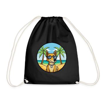 Cretan Hound Dog Breed Cartoon Sunglasses Beach - Drawstring Bag - black - Front