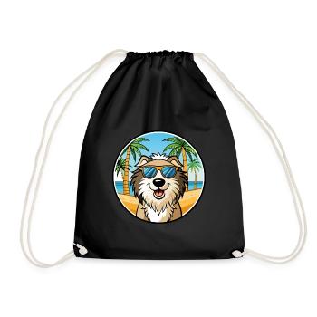 Chien de berger croate race dessin animé lunettes de soleil plage - Sac de sport léger - noir - Devant