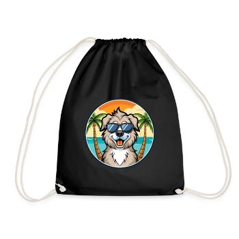 Caucasian Shepherd Dog Breed Cartoon Sunglasses - Drawstring Bag - black - Front