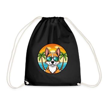 Chilean Fox Terrier Dog Breed Cartoon Sunglasses - Drawstring Bag - black - Front