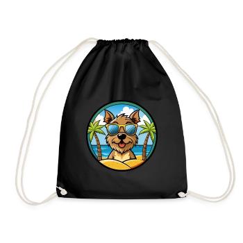 Border Terrier Chien Race Dessin Animé Lunettes de Soleil Plage - Sac de sport léger - noir - Devant
