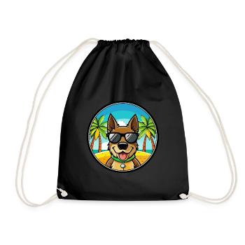 Deutsche Bracke Hunderasse Cartoon Sonnenbrille Strand - Turnbeutel - Schwarz - Vorne