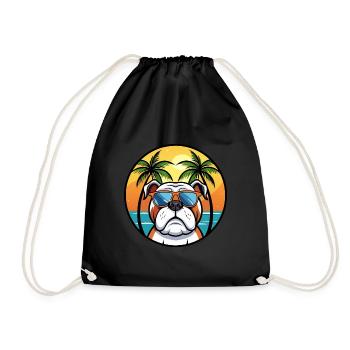 Bouledogue anglais race dessin animé lunettes de soleil plage - Sac de sport léger - noir - Devant