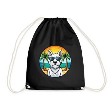 Lunettes de soleil de dessin animé de race de chien Terrier blanc anglais - Sac de sport léger - noir - Devant