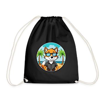 English Foxhound Dog Breed Cartoon Sunglass Beach - Drawstring Bag - black - Front
