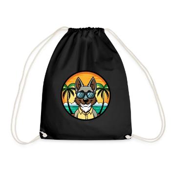 Georgischer Schäferhund Hunderasse Cartoon Sonnenbrille Strand - Turnbeutel - Schwarz - Vorne