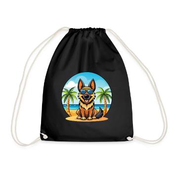 German Sheeppoodle Dog Breed Cartoon Sunglasses - Drawstring Bag - black - Front