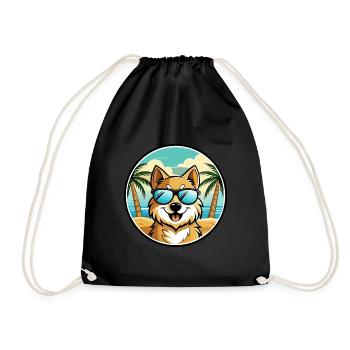 Deutscher Spitz Hund Rasse Cartoon Sonnenbrille Strand - Turnbeutel - Schwarz - Vorne