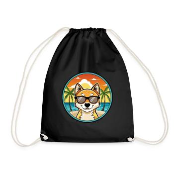 Kishu Ken Hunderasse Cartoon Sonnenbrille Strand - Turnbeutel - Schwarz - Vorne