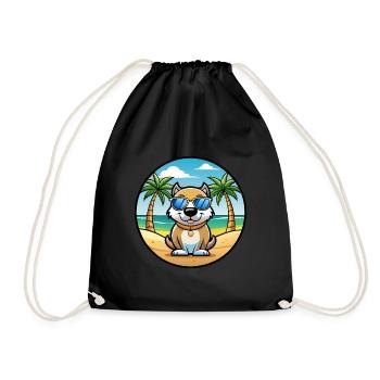 Milieu Asiatique Ovtcharka Chien Race Dessin Animé Plage - Sac de sport léger - noir - Devant