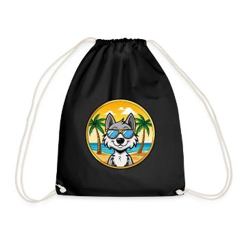 Kunming Wolfdog Rasse Cartoon Sonnenbrille Strand - Turnbeutel - Schwarz - Vorne