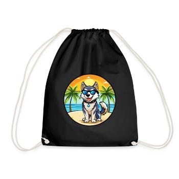 Labrador Husky Chien Race Dessin animé Lunettes de soleil Plage - Sac de sport léger - noir - Devant