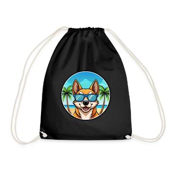 Lundehund Chien Race Dessin Animé Lunettes De Soleil Plage - Sac de sport léger - noir - Devant
