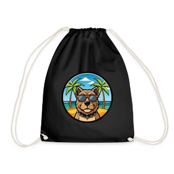 Mallorca Mastiff Dog Breed Cartoon Sunglass Beach - Drawstring Bag - black - Front